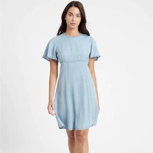 Banana Republic Flutter Sleeve Mini Dress Denim Light Baby Blue Size 4 NWOT